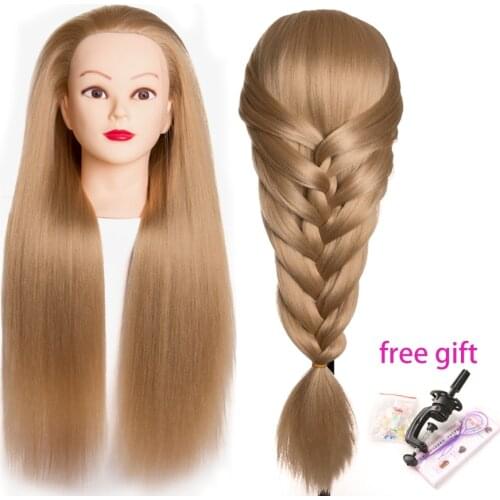 Synthetic Mannequin Dolls for Hairdressers 65 Cm Hair Hairstyles Female Hairdressing Styling Training Head Heat Resistant