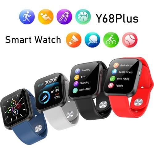 Y68Plus Smart Watch Mens Womens Watches Fitness Tracker Heart Rate Blood Pressure Monitor Sports Smartwatch For Android IOS