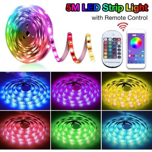 72W 5M LED Strip Light with Remote Control Rope RGB Lights for Home Party SMD5050 30 LEDs/M Outdoor Lighting