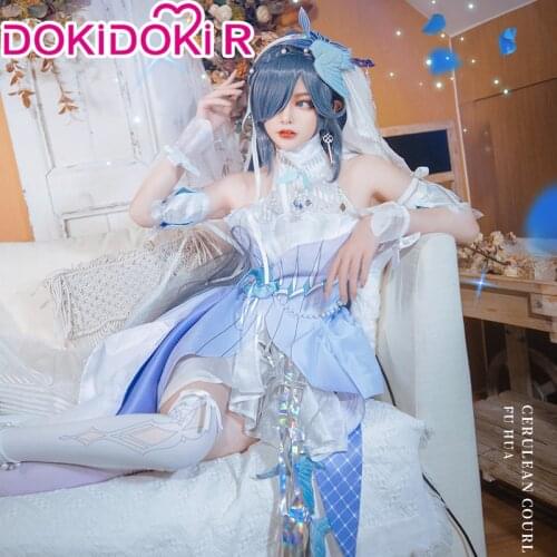 DokiDoki-R Honkai Impact 3rd Cosplay Costume Women Fu Hua Cerulean Court Impact 3 Cosplay Costume Halloween Fu Hua Costume