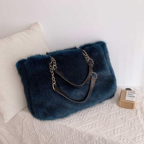 Faux fur large capacity leopard crossbody bag womens 2019 winter plush shoulder Messenger bag ladies warm handbag girl Christma