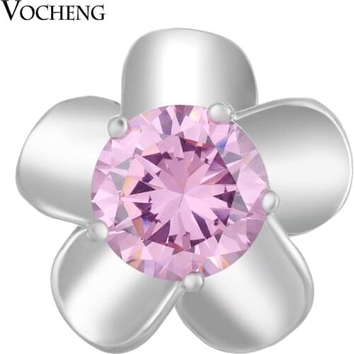 Vocheng Ginger Snap Jewelry CZ Stone 4 Colors 18mm Copper Material Flower Charms Vn-1410