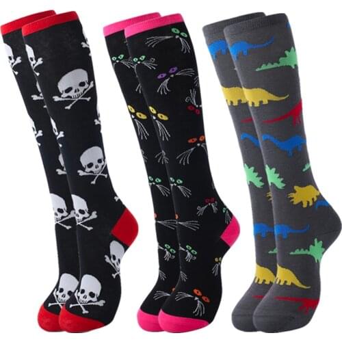 VPM 3 Pairs/Lot Cotton Stockings Harajuku Cute Pure Unicorn Cat Chicken Whale Bee Skull Knee High Women Long Warm Winter Gift