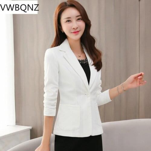 High-quality Women Blazer Jacket Spring Autumn Business Office Lady Coat With pocket Short Women Suit White Black Casual Tops