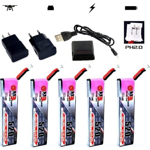 GAONENG HV Lipo Battery Charger Set 520mAh 3.8V 80C/160C 1S 4.35V PH2.0 Plug For Emax Tinyhawk Kingkong LDARC TINY7 RC Parts
