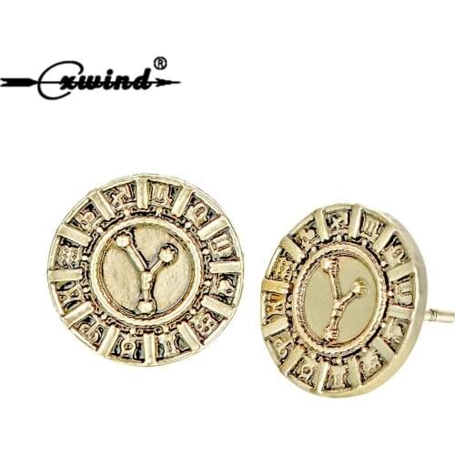 Cxwind 12 Zodiac Runes Fashion Retro Round Disc Earrings for Women Geometric Animal Knot Paw Wolf Earrings Female Viking Jewelry