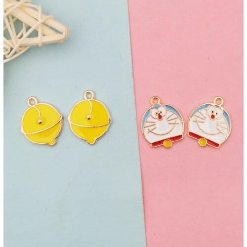 10pcs Cartoon Jingle Cats Bells Enamel Charm For Jewelry Making Fashion Earring Pendant Necklace Bracelet Floating Craft FX311