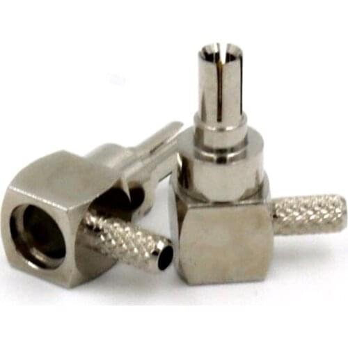 2pcs CRC9 Male Plug 90 Degree Right Angle Crimp For RG316 RG174 LMR100 Cable RF Connector