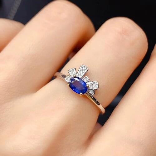 2020 charming blue natural sapphire ring for women jewelry real 925 silver oval natural gem girl birthday gift birthstone virgo
