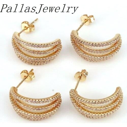 5Pairs, Fashionable Micro Pave Gold Earrings For Women Cubic Zircon Stud Earring Cute Earrings 2021 Trend Jewelry Gift