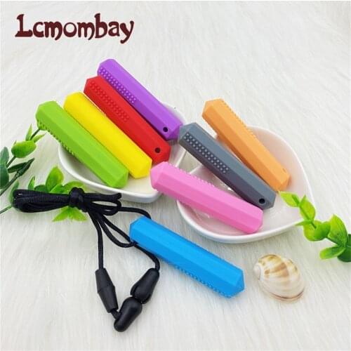 5Pcs Sensory Chew Necklace Chewy Kids Silicone Biting Pencil Topper Pacifier for Kids Boys Girls Autism ADHD 8 Colors