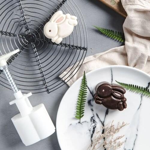 50g Mooncake Mold 3D Rabbit Stamp Hand Press Moon Cake Pastry Mould Mid Autumn Festival DIY Fondant Moon Cake Mould Decoration