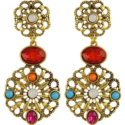 Africa Egypt Bohemian Ethnic Vintage Indian Earrings For Women Gypsy Jewelry Rhinestone Gold Metal Long Drop Earrings Pendientes