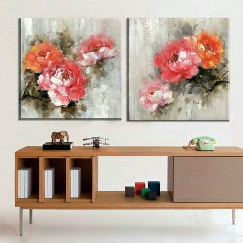 Full square drill 5d diy diamond painting flower 2pcs peony picture diamond embroidery rhinestone mosaic home decoration