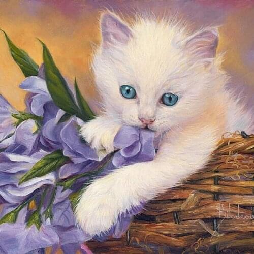 5D DIY Diamond Painting Soft Canvas Fat Buttock Full Round Drill Mosaic Cross Stitch Pattern Handmade Embroidery Cat