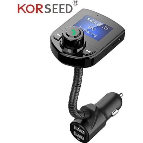 KORSEED Car FM Transmitter Bluetooth Kit 3.1A Car Charger USB Port AUX Audio Radio LCD Display Mp3 Player Phone Handsfree Carkit