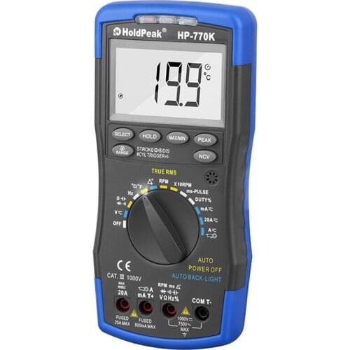 HoldPeak Automatic Range Automobile Multimeter for Tachometer Temperature Duty Cycle Voltage Resistance Test