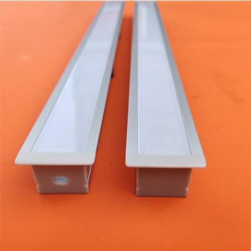 Free shipping 2m/pcs Recessed mount PMMA cover milky/clear aluminum profile for led lighting fixtures