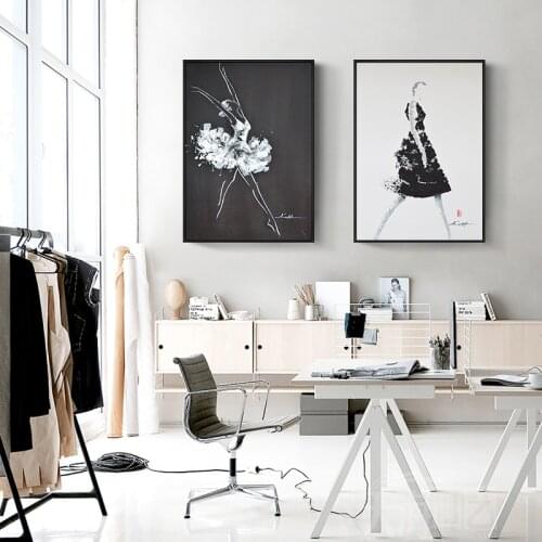 Black White dancers Canvas Posters and Prints abstract figures art Painting Wall Art Decorative Picture Nordic Style Home Decor