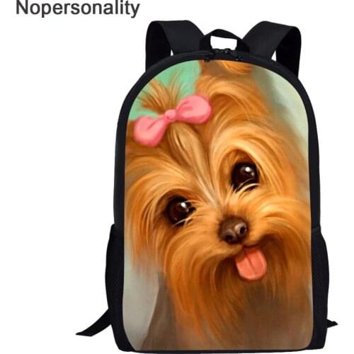 Nopersonality Kids Cute Yorkshire Terrier Print School Bagpack Dog Pattern Children School Backpack Polyester Girls Boys Bookbag