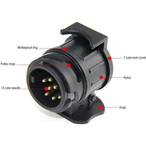 13 To 7 Pin Plug Adapter Trailer Connector 12V Towbar Towing Waterproof Plugs Socket Adapter Protect Connections A30 Brand New
