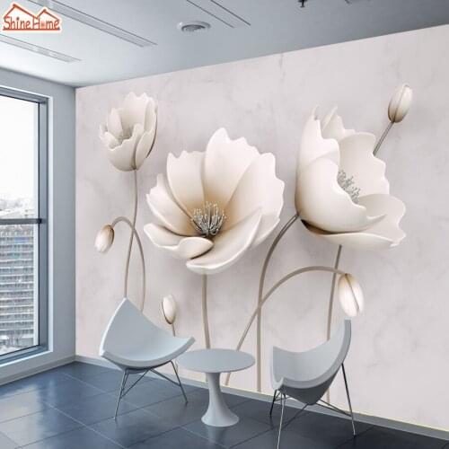 Photo Wallpaper 3d on the Wall Papers Home Decor Marble Pattern Flower Wallpapers for Walls 3 D Living Room Murals Roll Bedroom