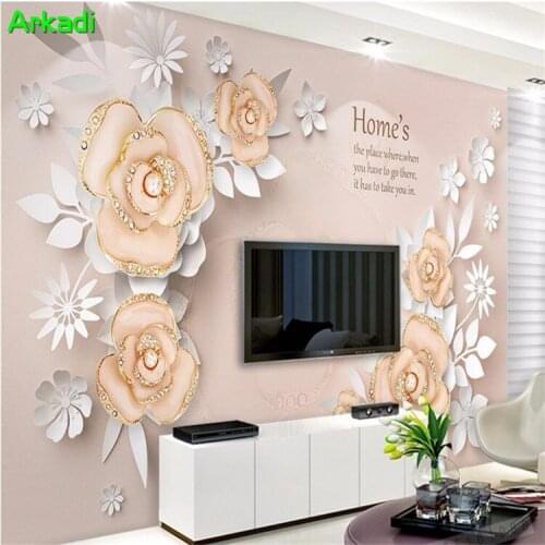 Custom Size Photo Wallpaper Mural Wall Flower Pink Pearl Flower Jewelry TV Sofa Bedroom Wall Background Wallpaper