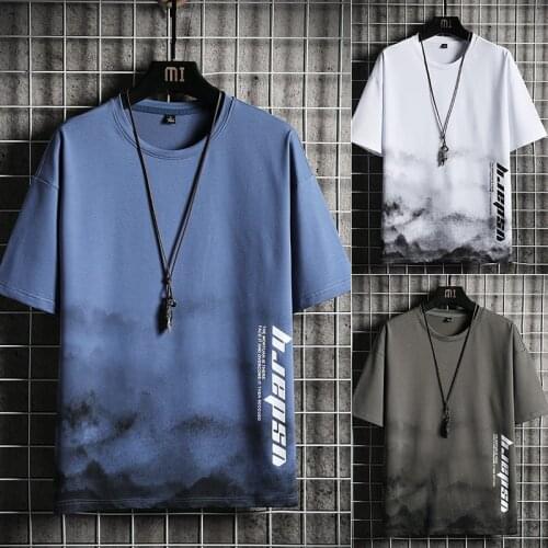 Mens T-Shirts Summer New Loose Casual Sports Tops Tees Male Digital Printing Running Short Sleeve tshirts Hip Hop Comfortable