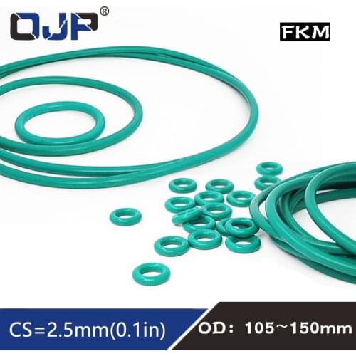 1PC Fluorine rubber Ring Green FKM O ring Seal OD105/110/120/140/150*2.5mm Thickness fkm Rubber Oil ORing Fuel Gasket Washer