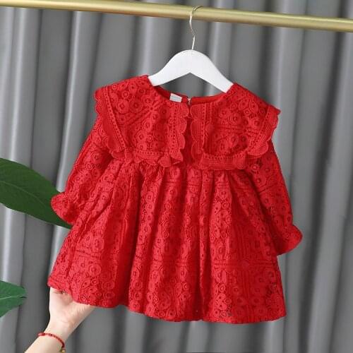 Baby Girl Princess Lace Dresses Long Sleeve Fall Autumn Spring Toddler Girl Dresses Infant Baby Clothes Whole Sale Outfit