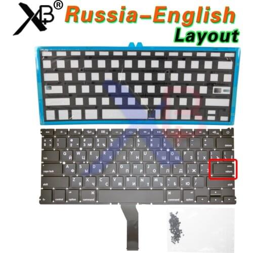 Small Enter RS Russian-English keyboard/Backlight Backlit+100pcs keyboard screws For MacBook Air 13.3" A1369 A1466 2010-17Year