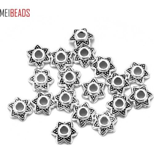 MEIBEADS 50 pcs/lot 6 mm Alloy The Ancient Silver Color Bead Caps Receptacle Jewelry Findings Accessories UF7039