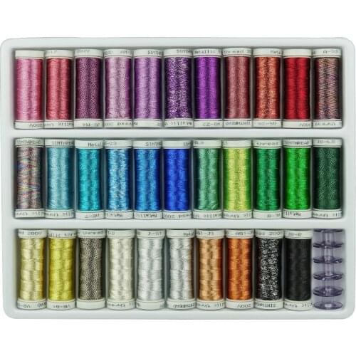 Simthread 32 colors Metallic embroidery thread for hand/ machine embroidery french embroidery or decorative jewelry lace thread