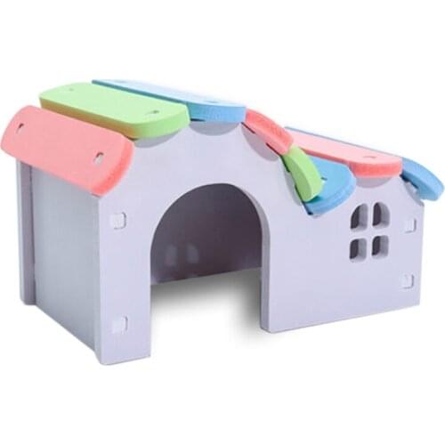 Multifunctional Wooden Hamster House Luxury Assembling Cage for Mini Animal Hedgehog Mouse Nest Small Pet Playground Toys