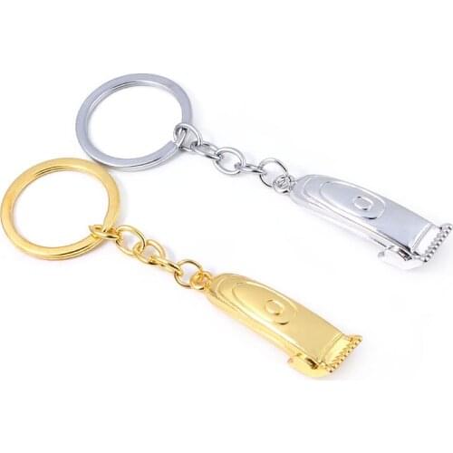 Fashion Barber Shop Hair Dresser Tool Keychain Shaver Razor Dryer Combs Scissors Pendant Keyring for Women Men Jewelry