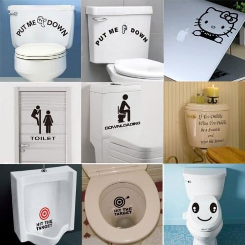 Put me down smile face Toilet Stickers Bathroom Decoration Funny Mural Art Diy Funny Vinyl Wall Decals