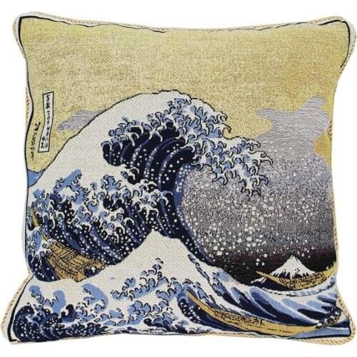 Cushion Cover Cotton Polyester Double Jacquard Knitting Weave Throw Pillow Covers Cushion Case Art decor Great Wave Edgar Dega