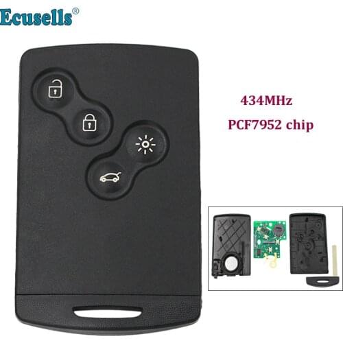 New High quality Remote Key Fob 4 Button 433Mhz PCF7952 chip for Koleos Clio4 Megane Scenic Laguna renote keys uncut VA2 blade