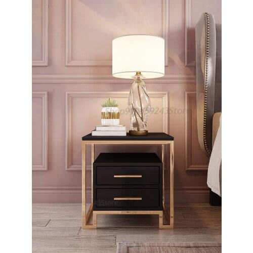 Original Nordic Light Luxury Side A Few Corners A Few Modern Minimalist Multi-layer Storage Cabinets Black Paint Bedside Table S