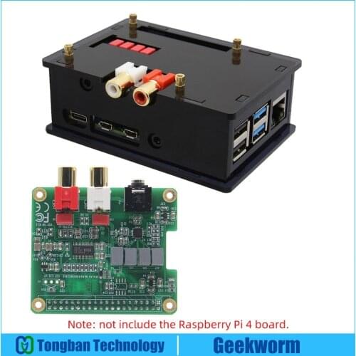Raspberry Pi 4 PCM5122 HIFI Audio DAC Audio Card Expansion Board + Acrylic Case for Raspberry Pi 4 Model B / 3B+/ 3B / 2B