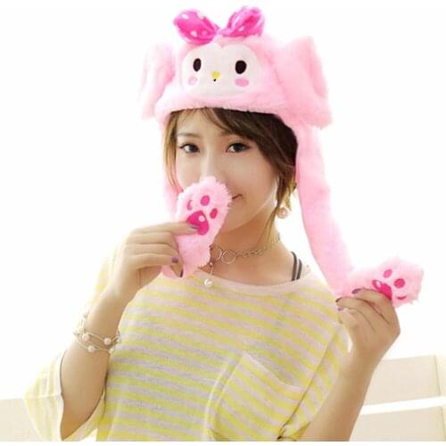 Animal ear hat plush toy net red with the same pinch long ears will move the hat net red cute ear air bag cap