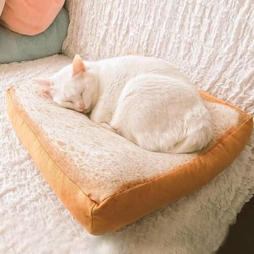 Pet Cushion Mat Bed Winter Plush Nest Kennel Lovely Tart Comfortable Toast Bread Slice Style Cat Mats Dog Pad Warm Mattress