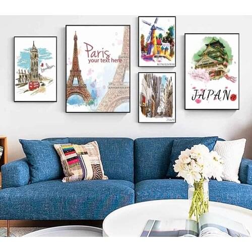 City Landscape Posters Famous Architectural Art Canvas Painting Prints For Living Room Corridor Study Home Decoration Mural