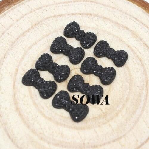 Hot Sale Size 12.5*7mm Black Color 100pcs/lot Bow Shape Flatback Scrapbooking For Phone/Wedding ABS Resin Beads