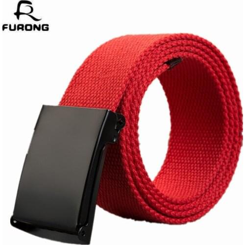 FURONG Fashion Belt Women Candy Color Waist Belts Flip Buckle Knock Off Waistband Male Solid Webbing Canvas Belt for Women