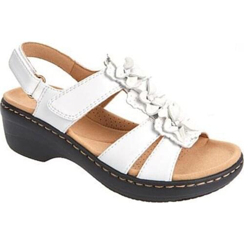 New Fashion Ladies Peep Toe Hook Loop Wedge Flower Shoes Summer Women Sandals Outdoor Comfy Female Footwear Sandalias Mujer 2021