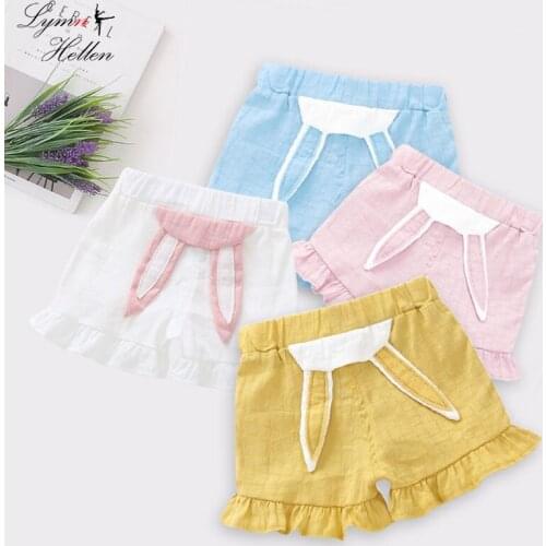 Baby Girls Shorts Trousers For Girls Shorts Childrens Cotton Sports Beach Pants 4 Color Ear Kids Leisure Outfit Short Pants
