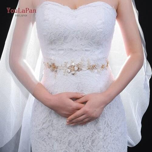 TOPQUEEN SH357 Wedding Belt Sash Crystal Trim for Wedding Belt Bridal Sash Bridesmaid Floral Belt Fancy Bridal Sash Belt