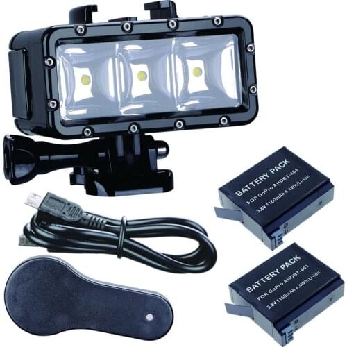 Go Pro 30m Diving Led Flash Light Underwater lamp(2xHero4 Batteries) For GoPro Hero 6 5 3+Session Xiaomi yi 4K+lite SJCAM sj4000