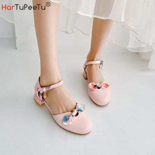 Mary Jane Shoes Lolita Sandal Pink for Women Size 12 Summer Buckle Bow Design PU Leather Low Heel Princess Cute Girls Footwear
